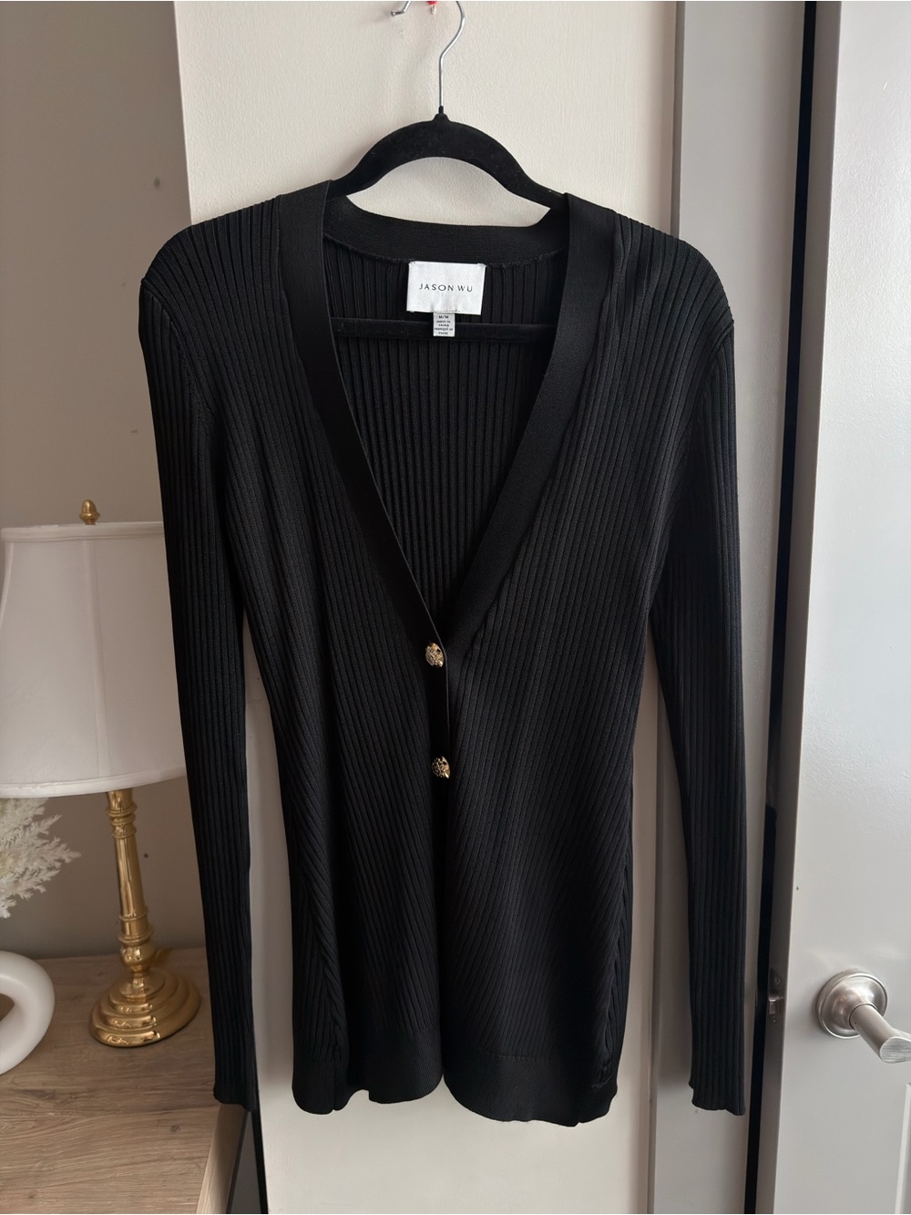 Jason Wu Black Ribbed Long-Sleeve Cardigan Blazer